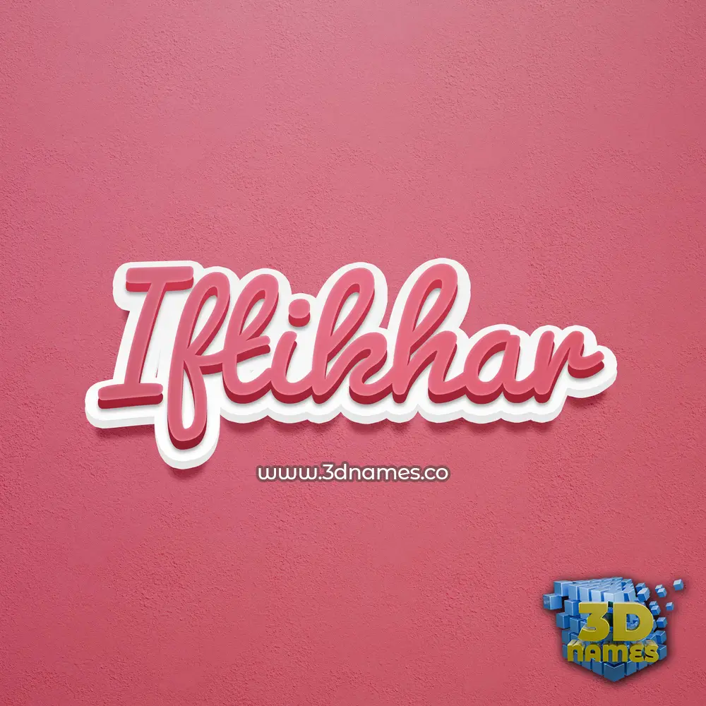 iftikhar in Red Scribble style - 3D name wallpaper