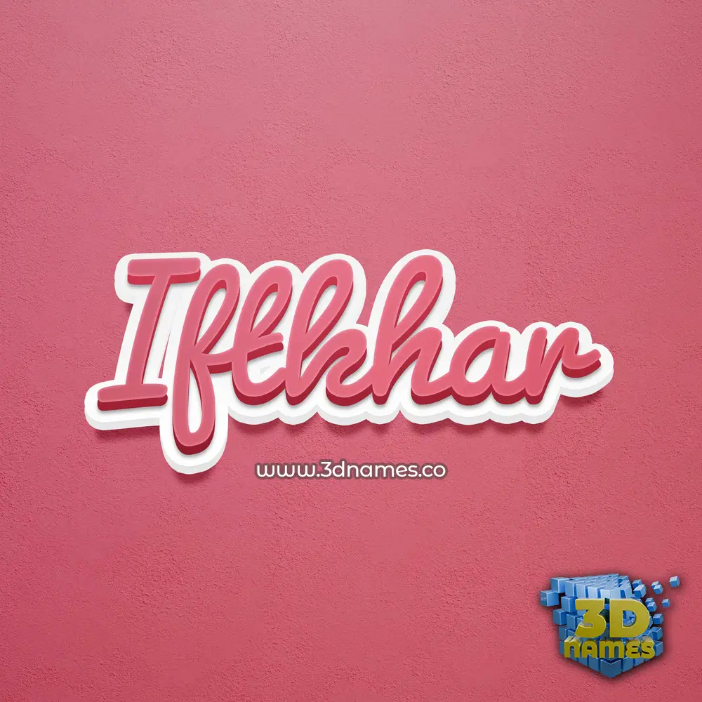 iftkhar in Red Scribble style - 3D name wallpaper