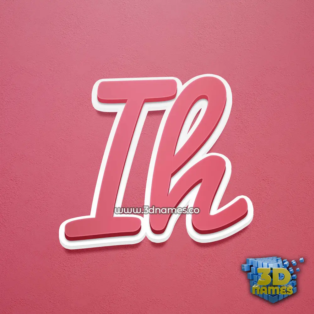 ih in Red Scribble style - 3D name wallpaper
