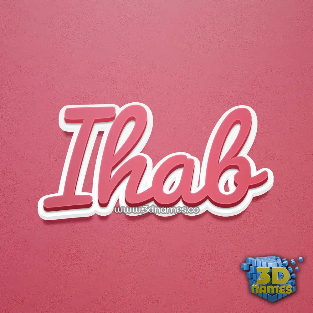 ihab in Red Scribble style - 3D name wallpaper