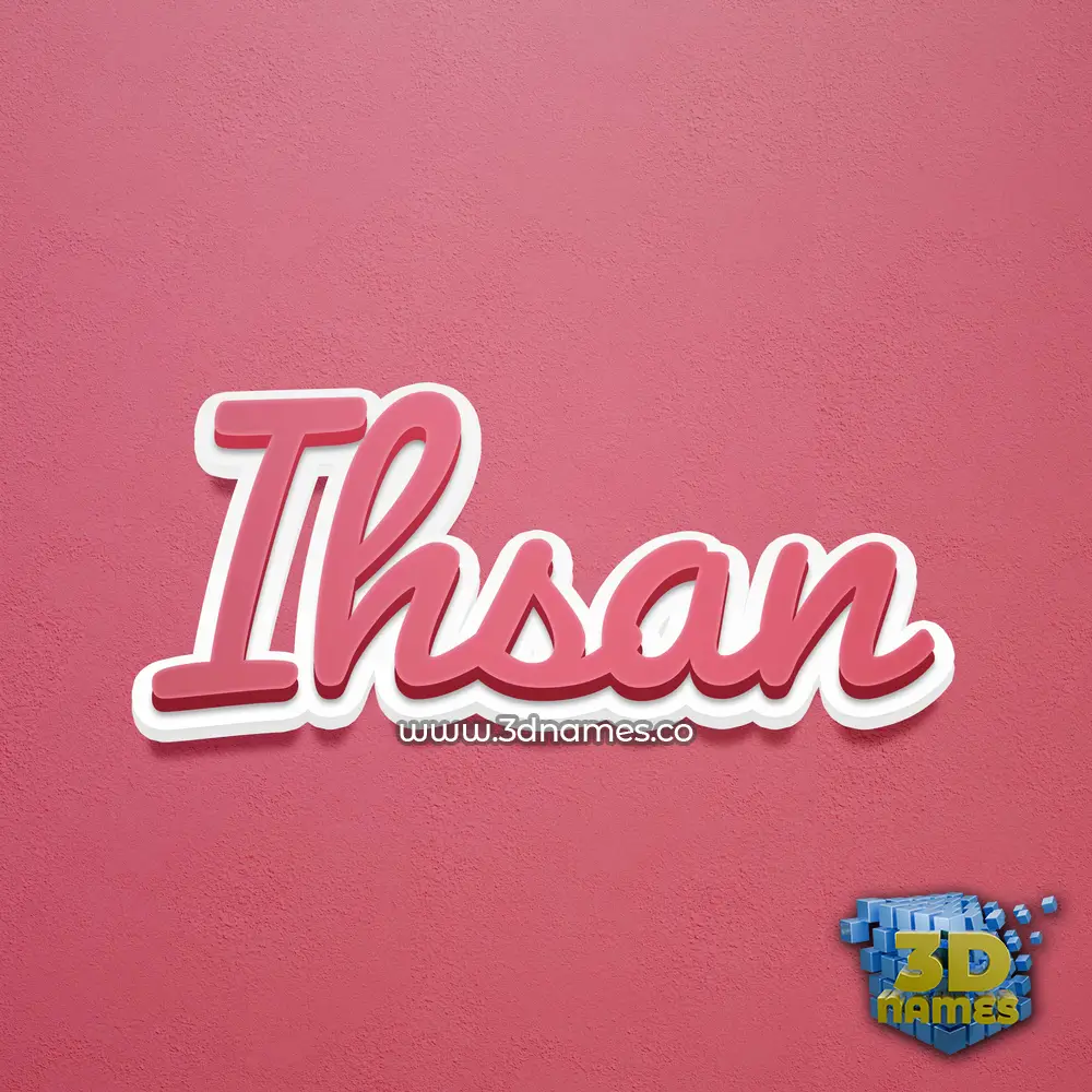 ihsan in Red Scribble style - 3D name wallpaper