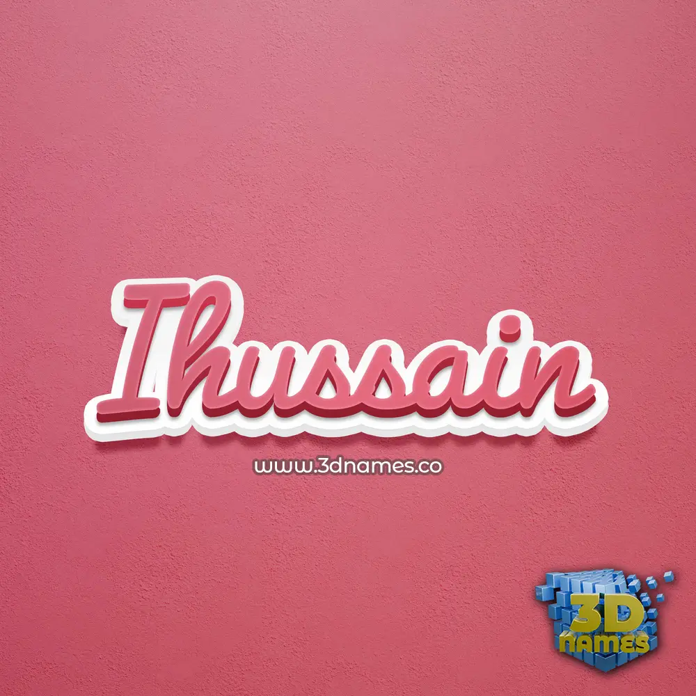 ihussain in Red Scribble style - 3D name wallpaper