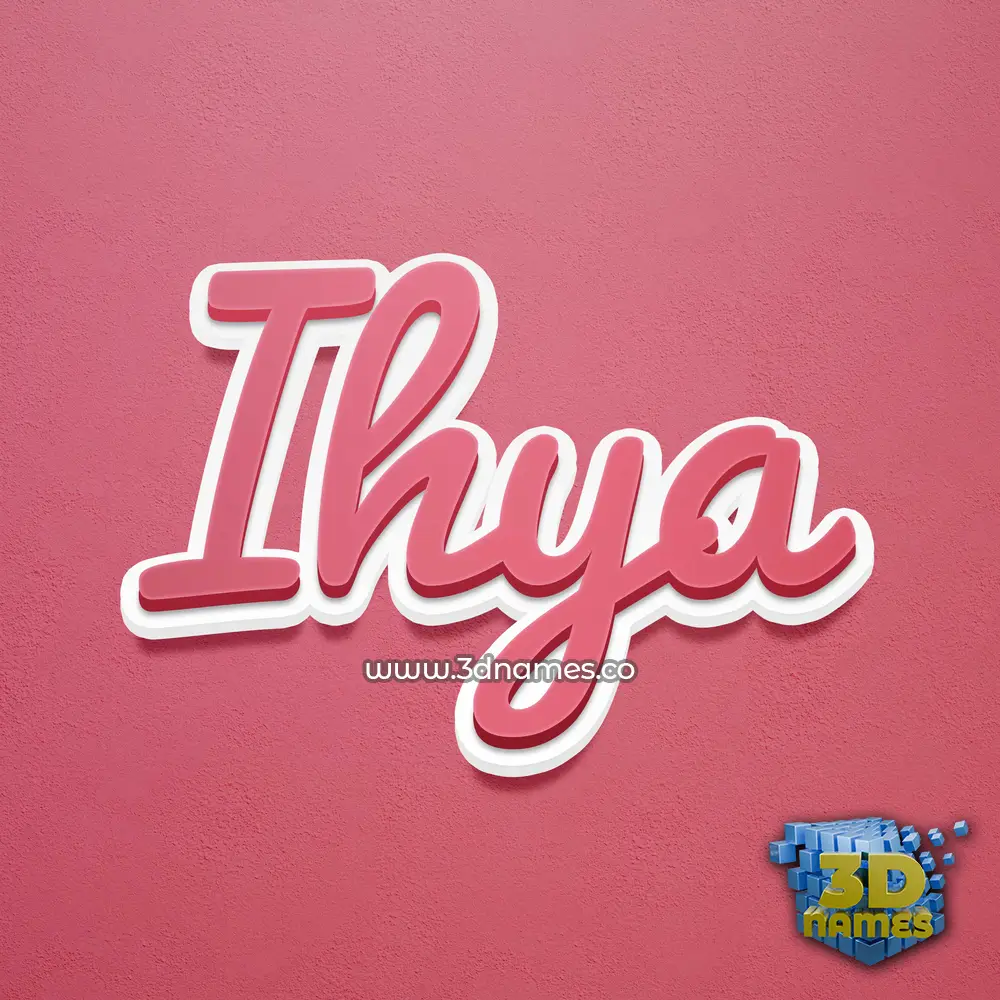 ihya in Red Scribble style - 3D name wallpaper