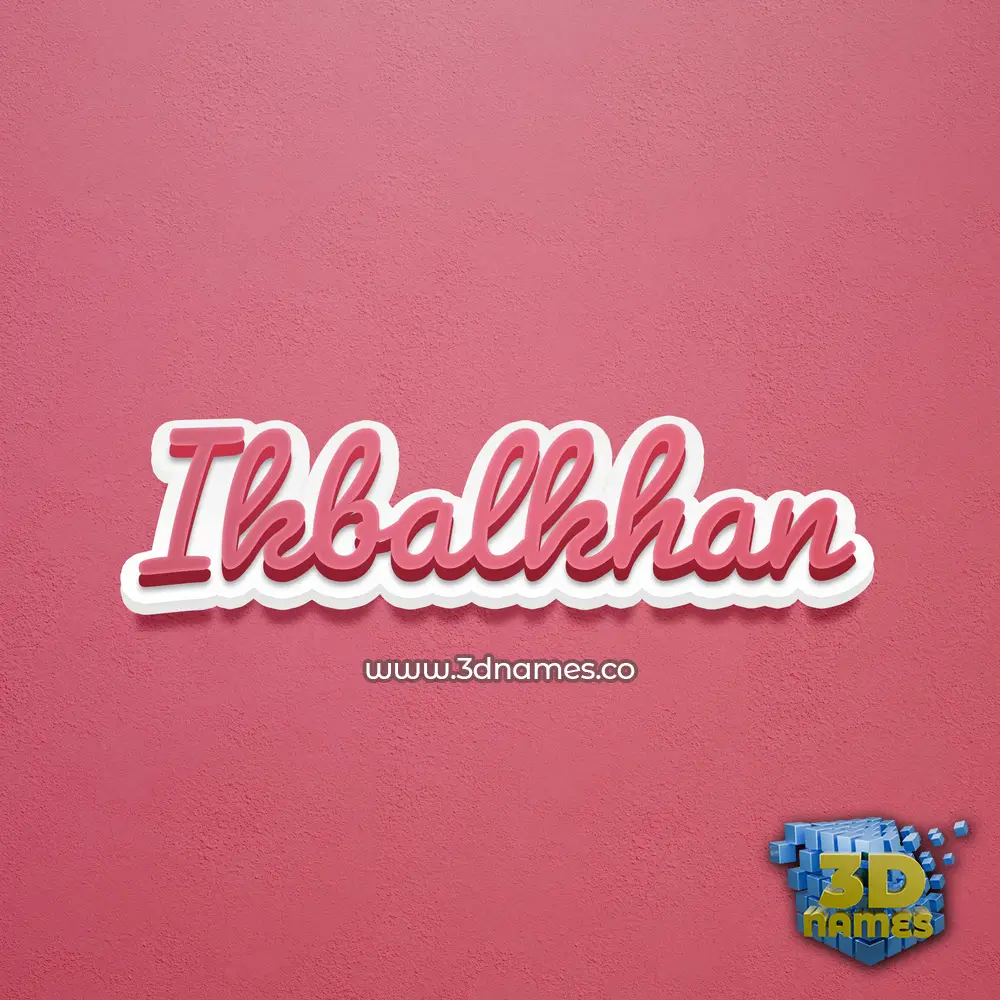 ikbalkhan in Red Scribble style - 3D name wallpaper
