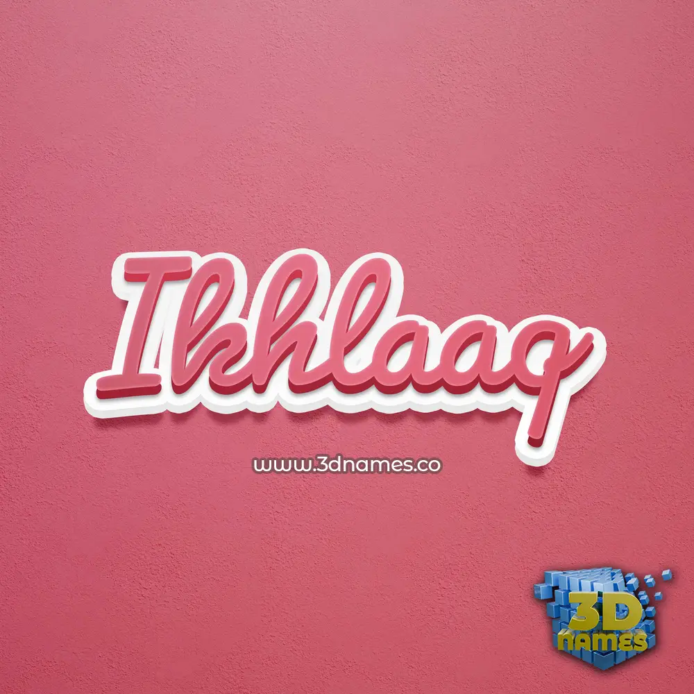 ikhlaaq in Red Scribble style - 3D name wallpaper