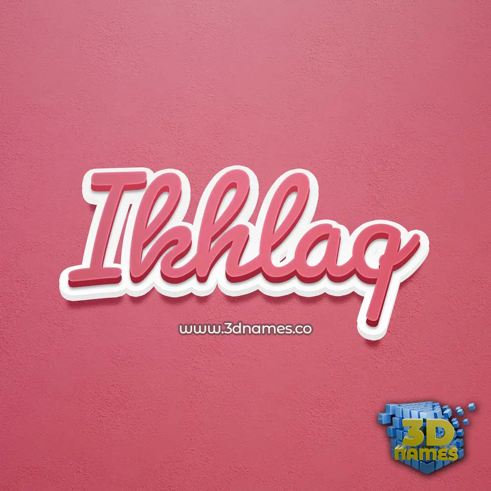 ikhlaq in Red Scribble style - 3D name wallpaper