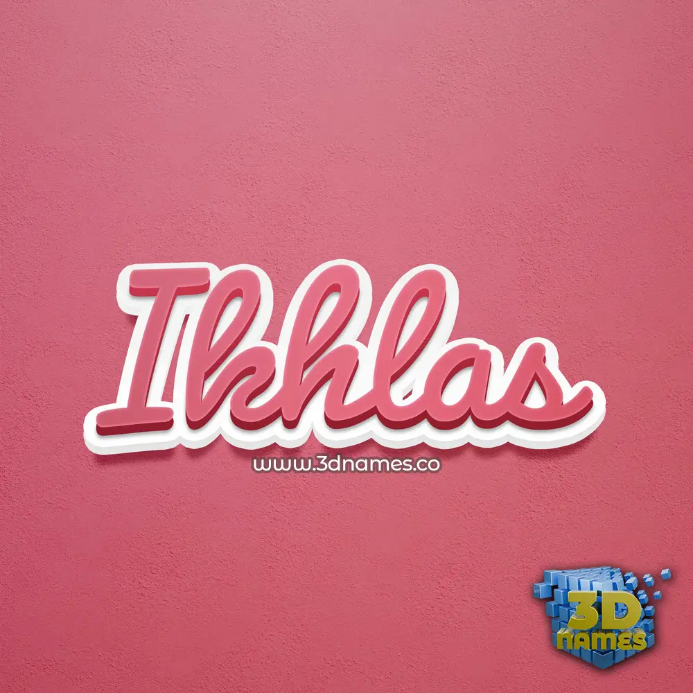 ikhlas in Red Scribble style - 3D name wallpaper