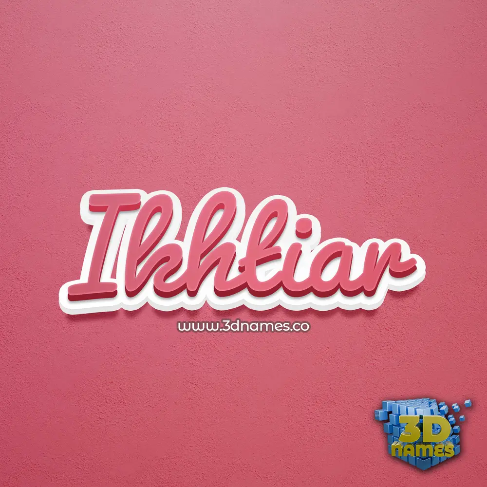ikhtiar in Red Scribble style - 3D name wallpaper