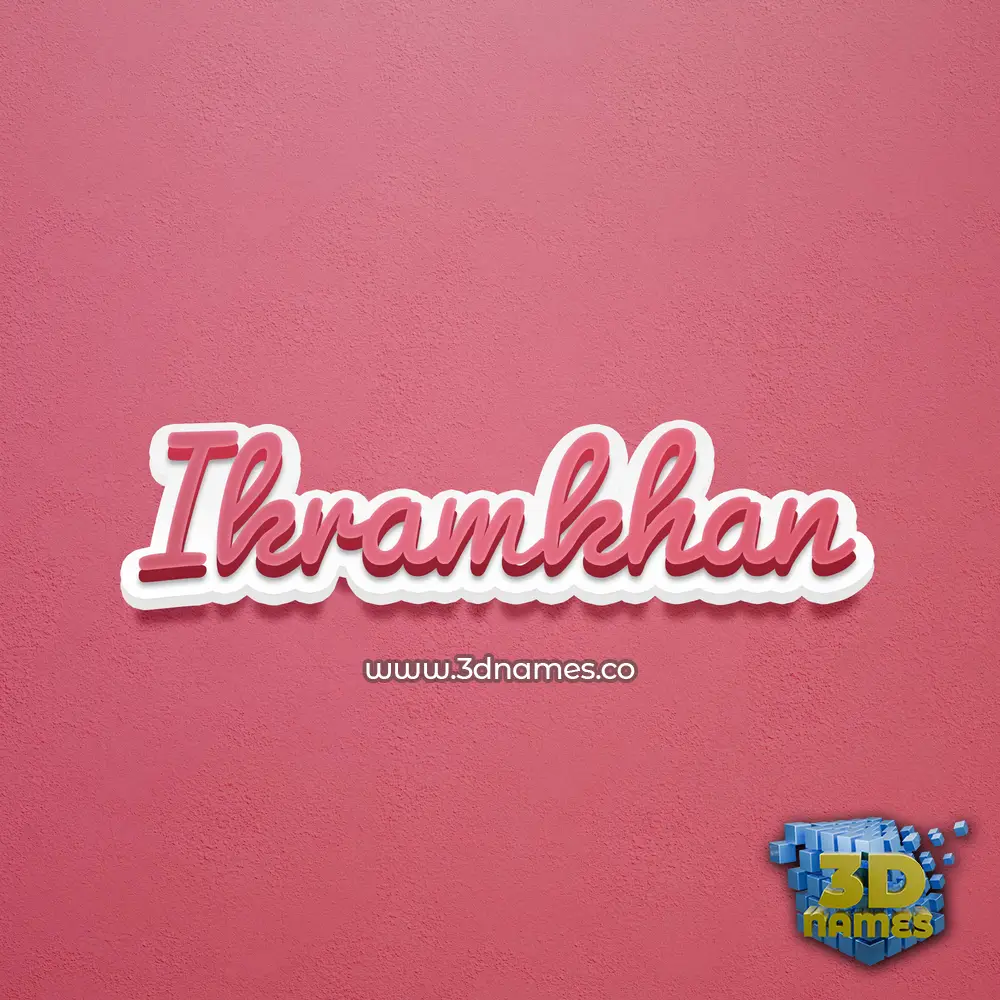ikramkhan in Red Scribble style - 3D name wallpaper