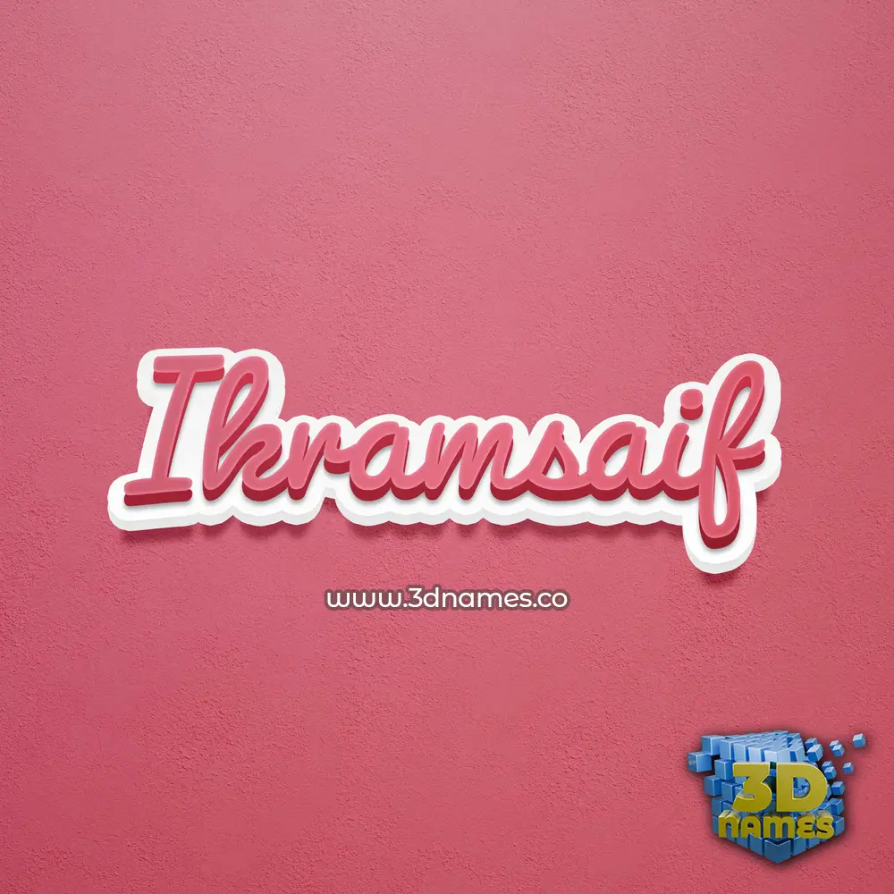 ikramsaif in Red Scribble style - 3D name wallpaper