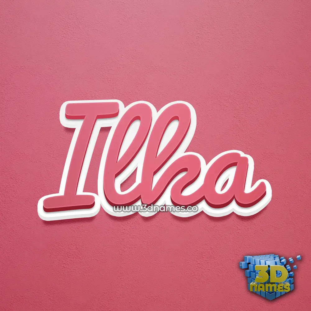 ilka in Red Scribble style - 3D name wallpaper