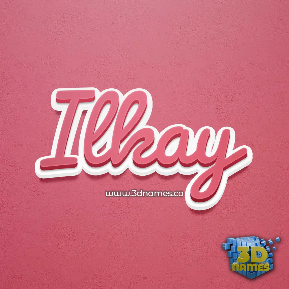 ilkay in Red Scribble style - 3D name wallpaper