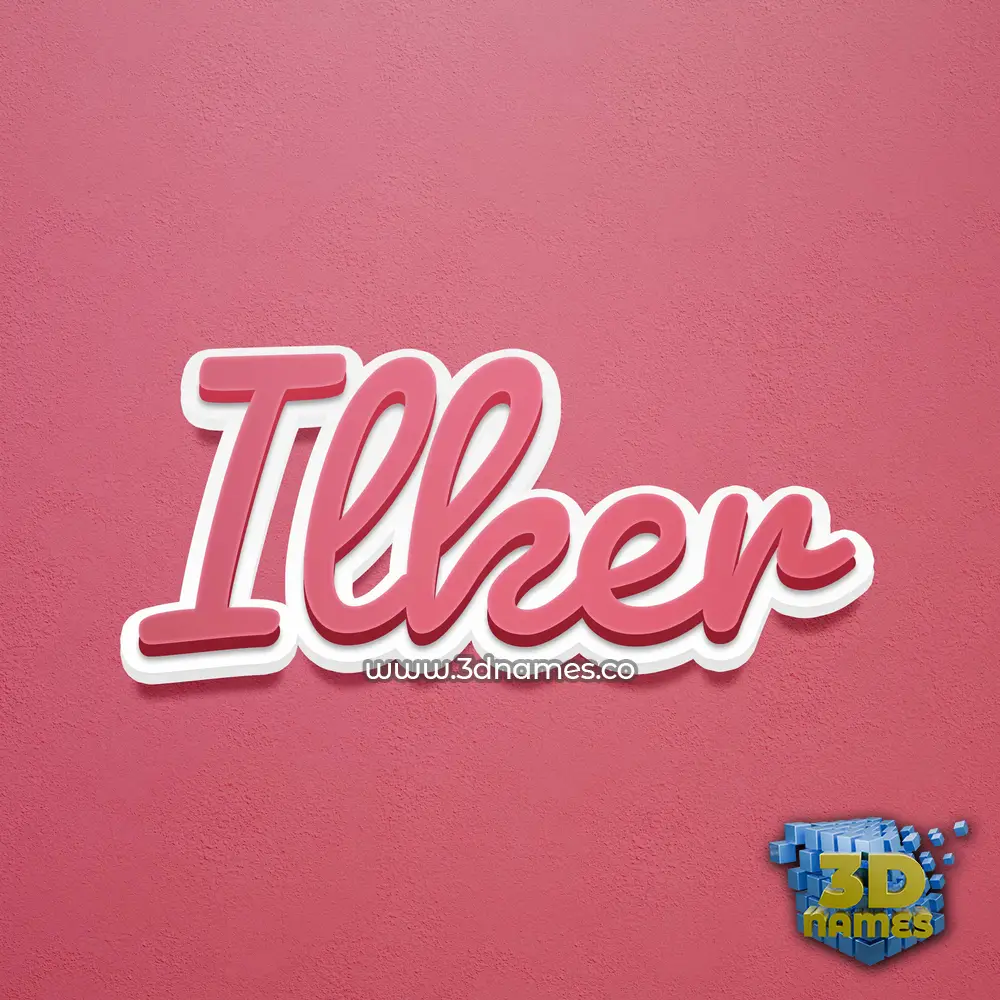 ilker in Red Scribble style - 3D name wallpaper