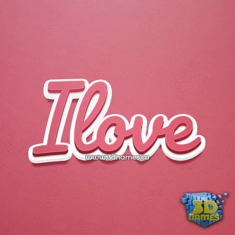 ilove in Red Scribble style - 3D name wallpaper
