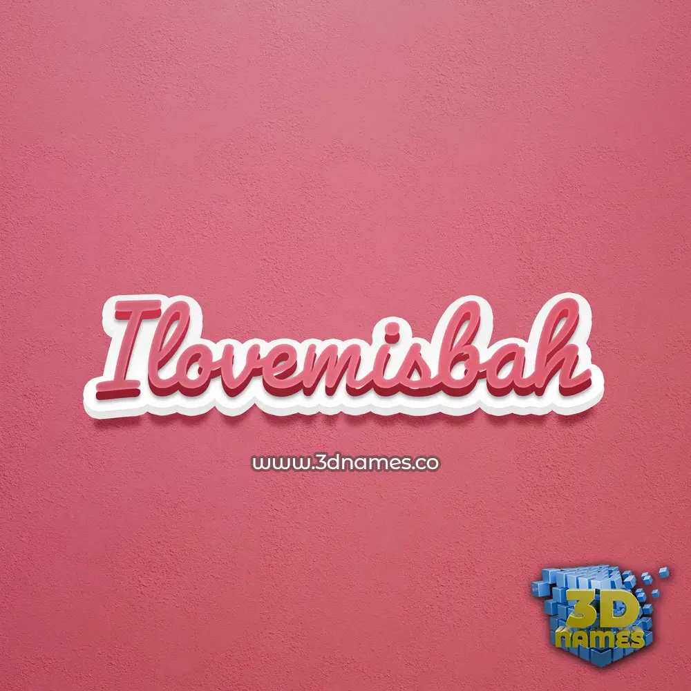 ilovemisbah in Red Scribble style - 3D name wallpaper