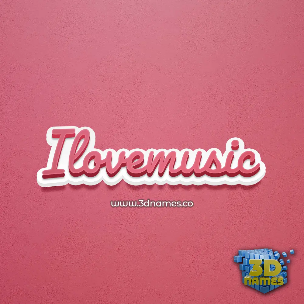 ilovemusic in Red Scribble style - 3D name wallpaper