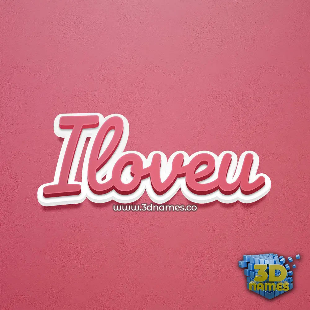 iloveu in Red Scribble style - 3D name wallpaper