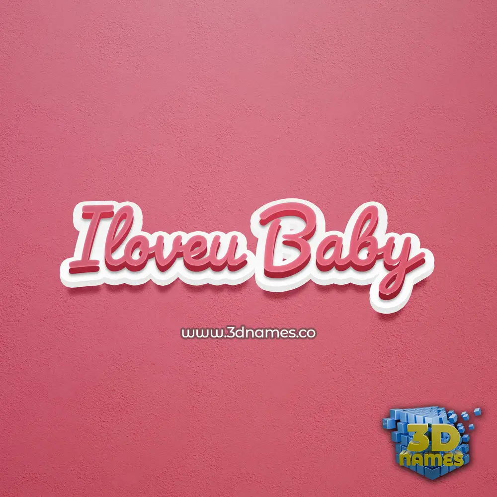 iloveu baby in Red Scribble style - 3D name wallpaper