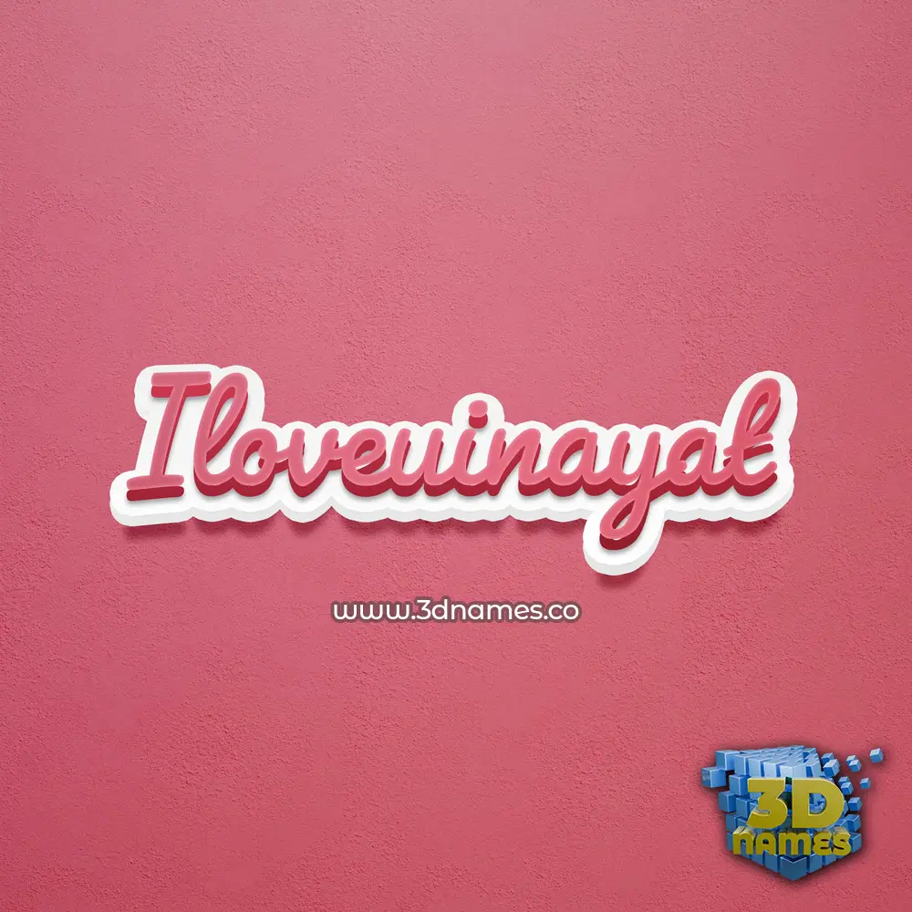 iloveuinayat in Red Scribble style - 3D name wallpaper