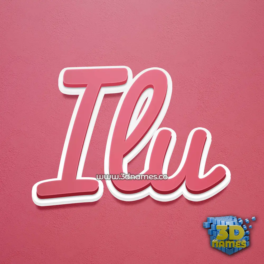 ilu in Red Scribble style - 3D name wallpaper