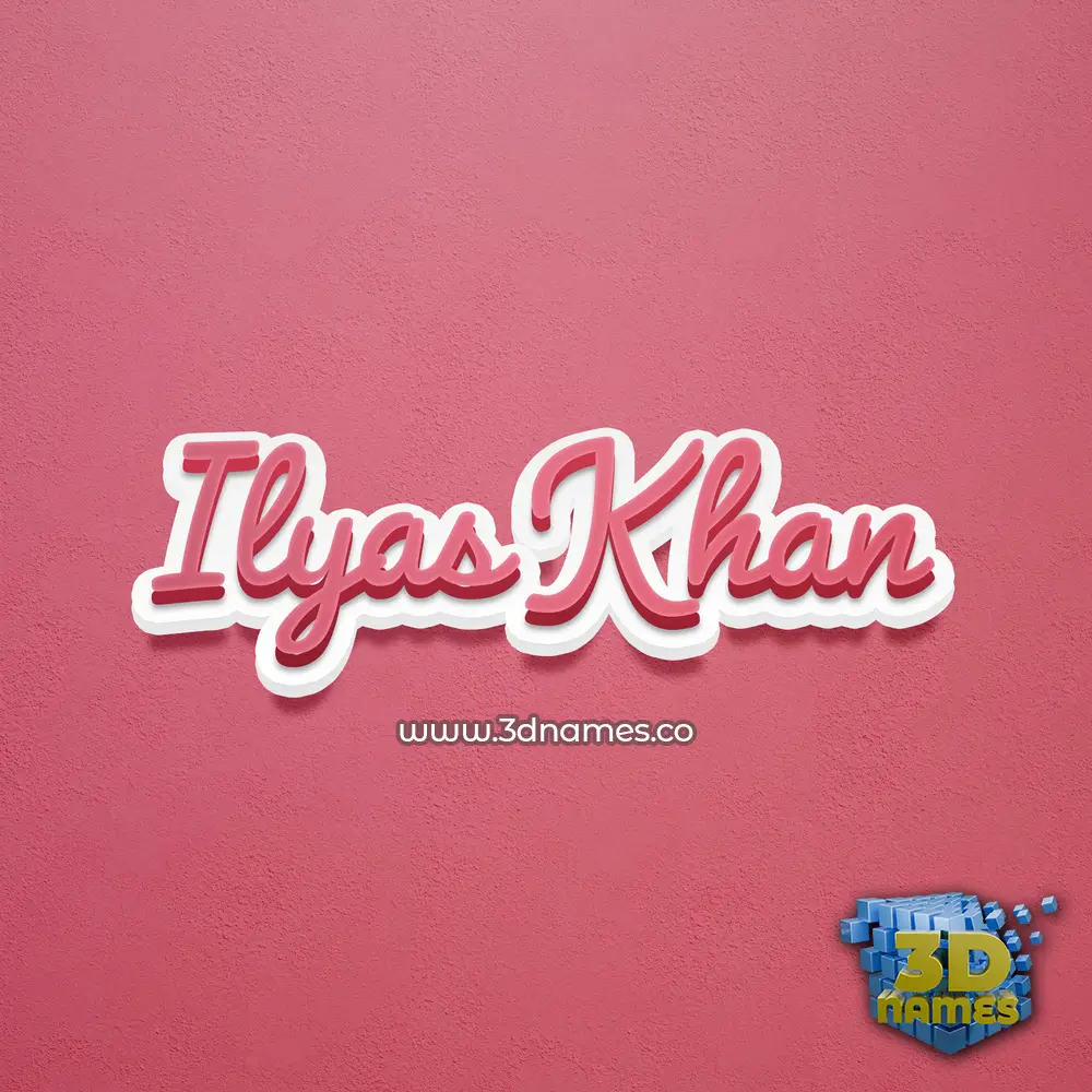 ilyas khan in Red Scribble style - 3D name wallpaper
