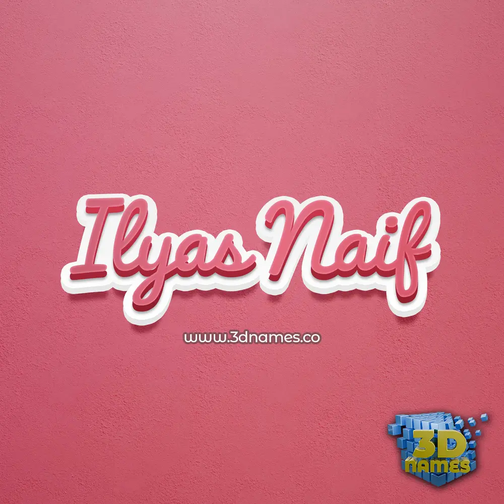 ilyas naif in Red Scribble style - 3D name wallpaper