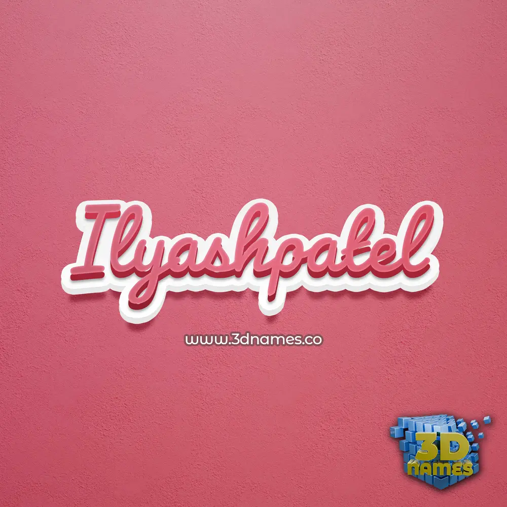 ilyashpatel in Red Scribble style - 3D name wallpaper