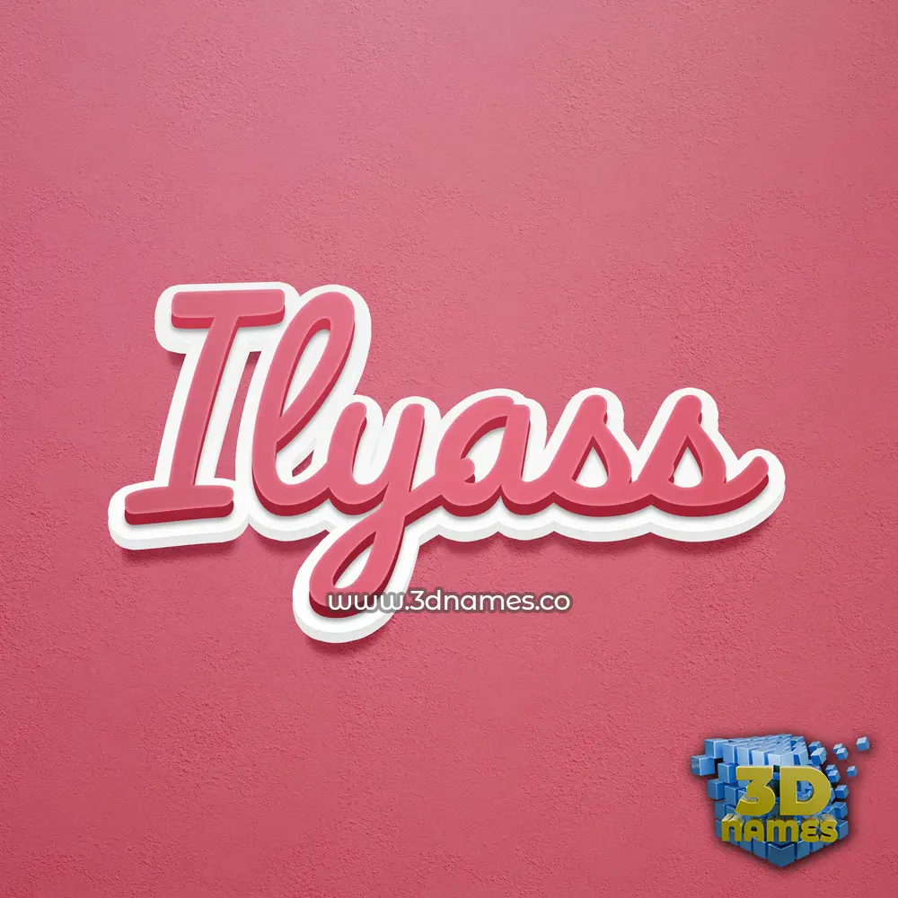 ilyass in Red Scribble style - 3D name wallpaper