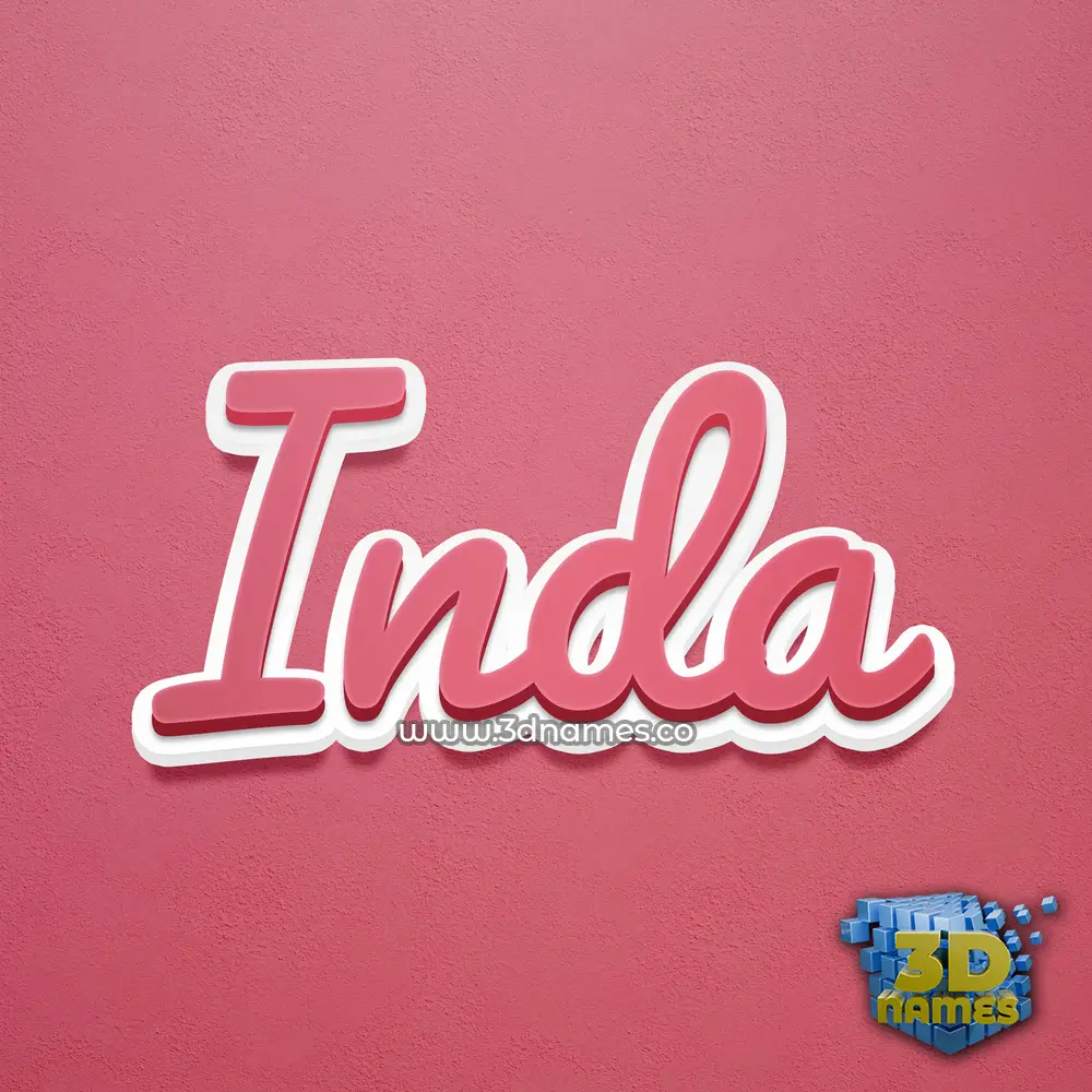 inda in Red Scribble style - 3D name wallpaper
