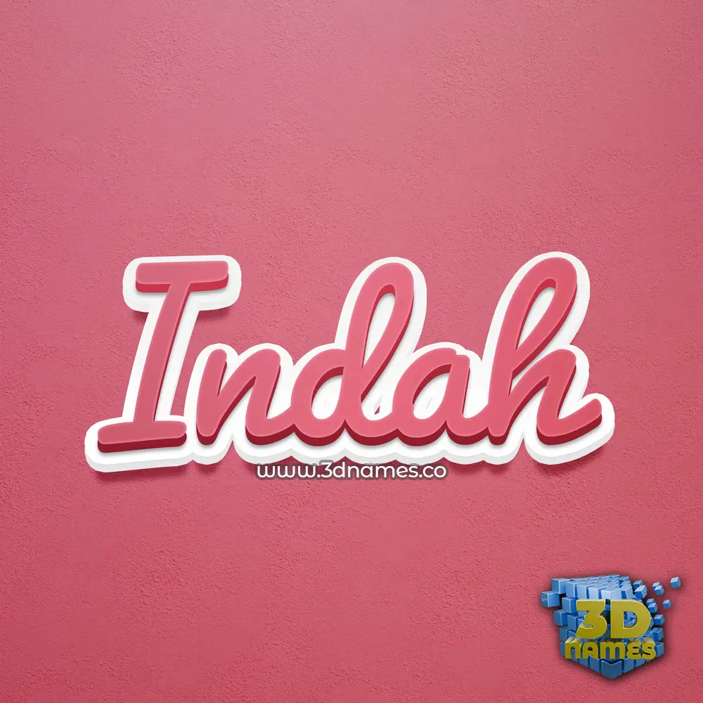 indah in Red Scribble style - 3D name wallpaper