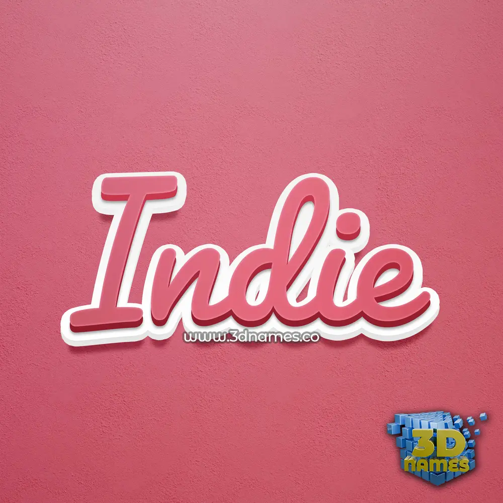 indie in Red Scribble style - 3D name wallpaper