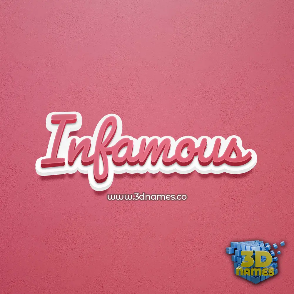 infamous in Red Scribble style - 3D name wallpaper