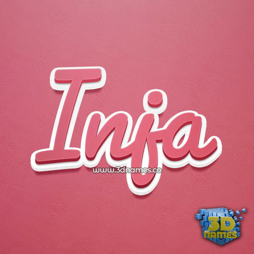 inja in Red Scribble style - 3D name wallpaper