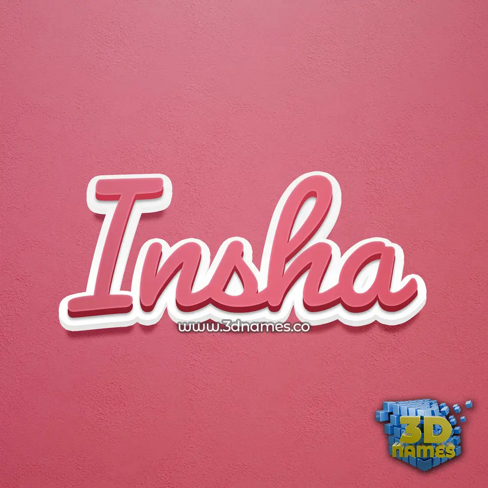 insha in Red Scribble style - 3D name wallpaper