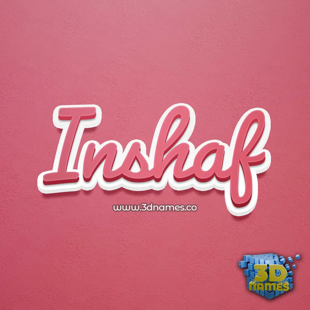 inshaf in Red Scribble style - 3D name wallpaper