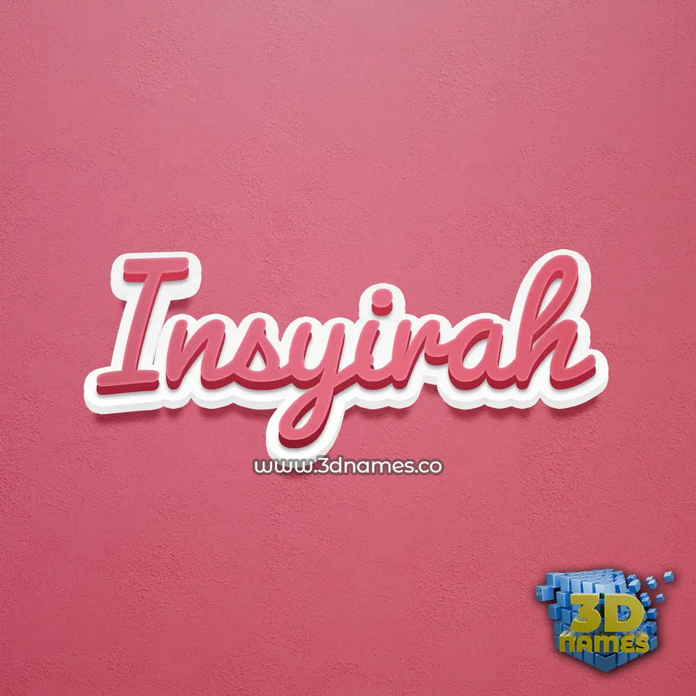 insyirah in Red Scribble style - 3D name wallpaper