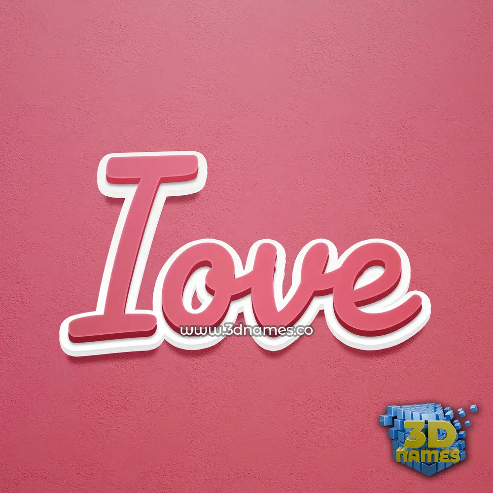 iove in Red Scribble style - 3D name wallpaper
