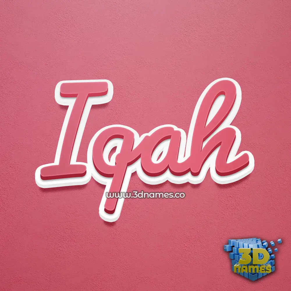 iqah in Red Scribble style - 3D name wallpaper
