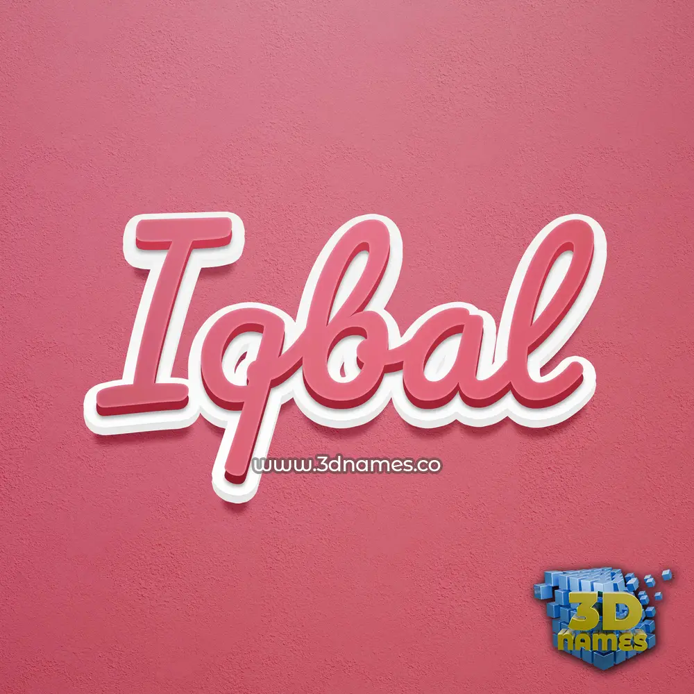 iqbal in Red Scribble style - 3D name wallpaper