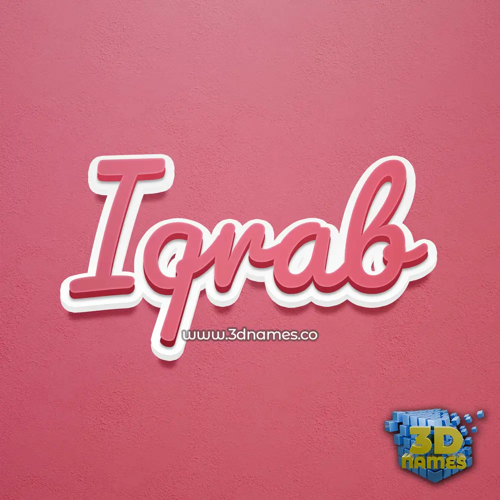 iqrab in Red Scribble style - 3D name wallpaper
