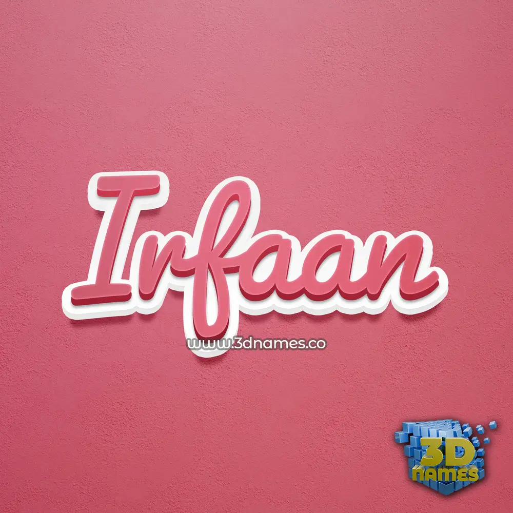 irfaan in Red Scribble style - 3D name wallpaper