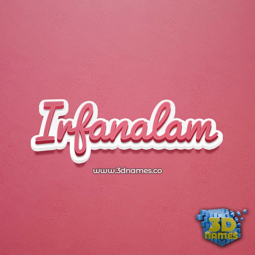 irfanalam in Red Scribble style - 3D name wallpaper