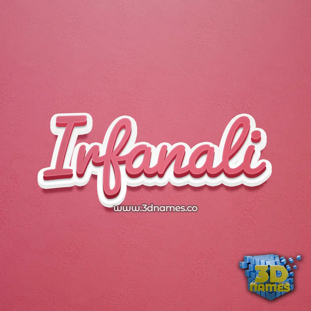 irfanali in Red Scribble style - 3D name wallpaper