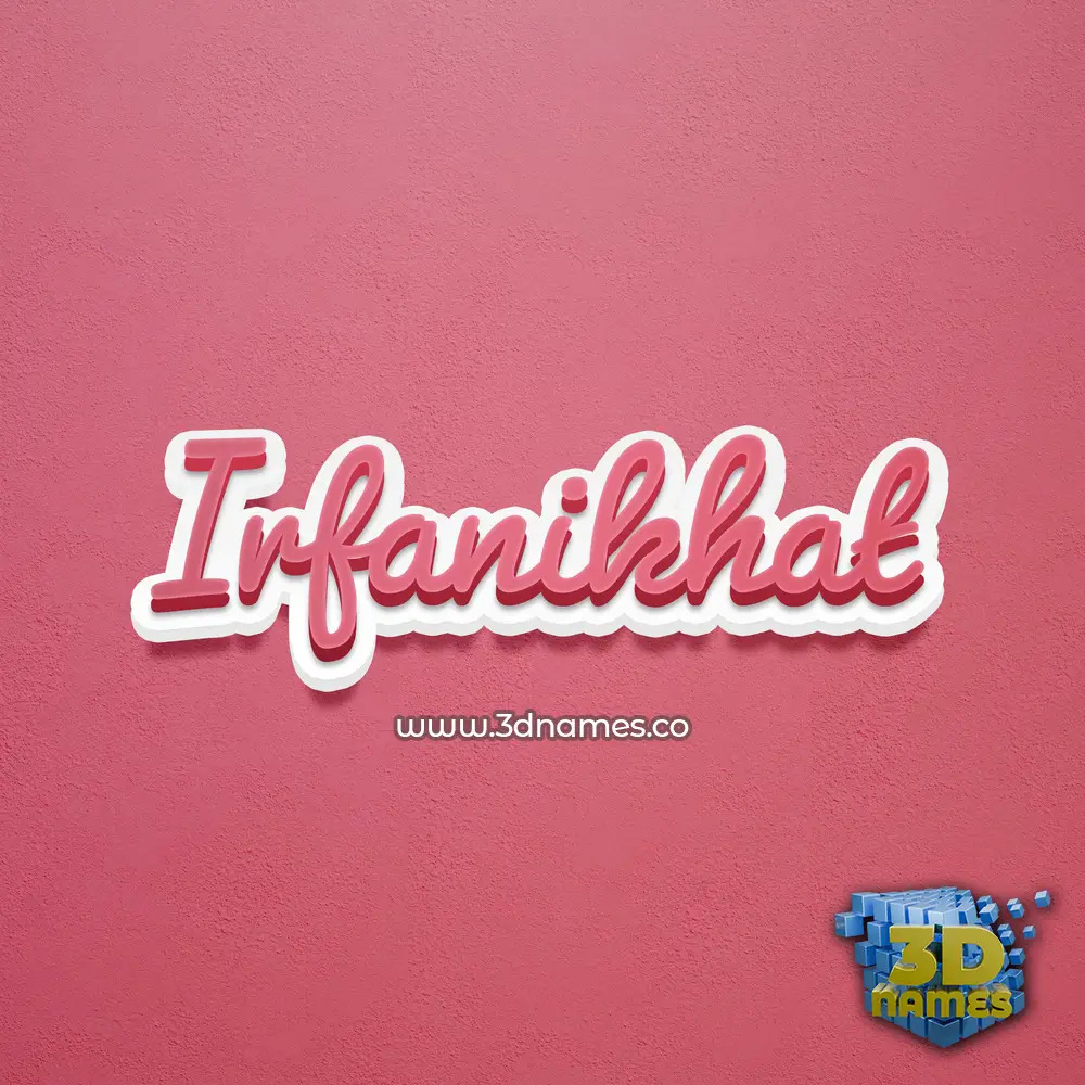 irfanikhat in Red Scribble style - 3D name wallpaper