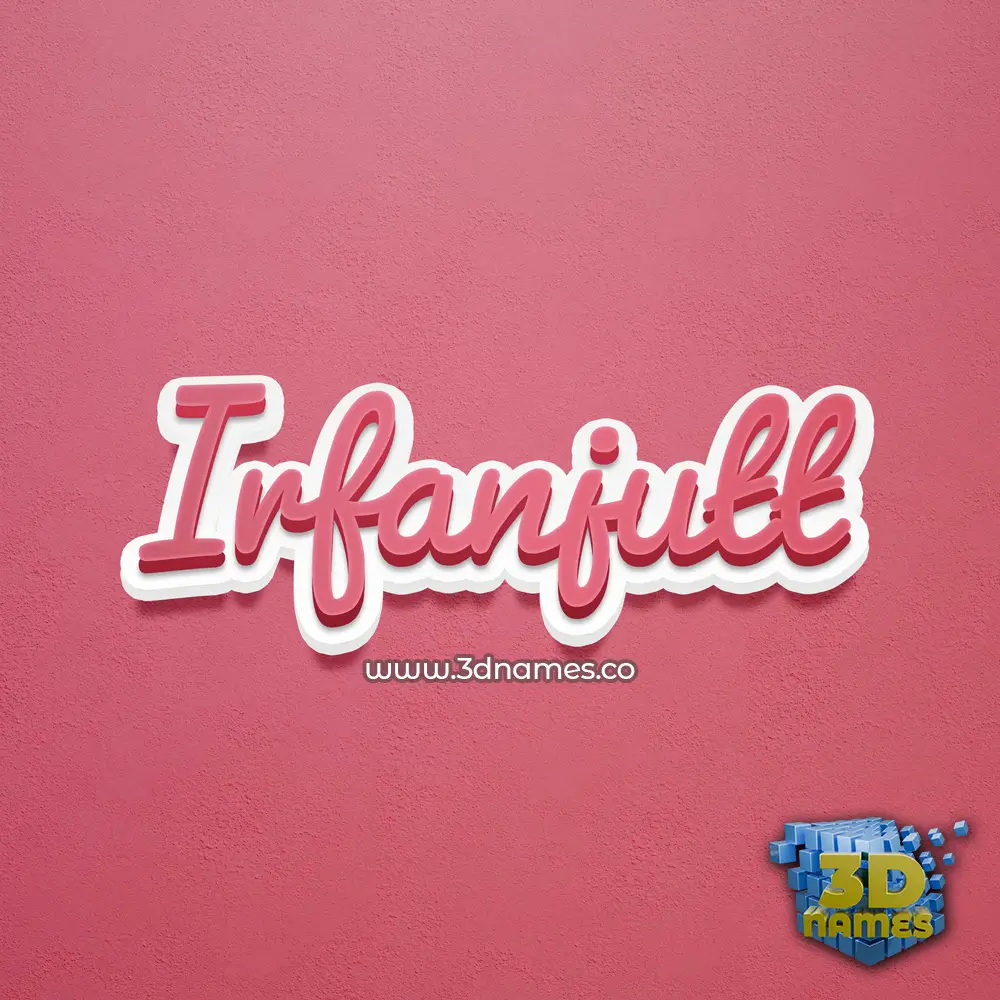 irfanjutt in Red Scribble style - 3D name wallpaper