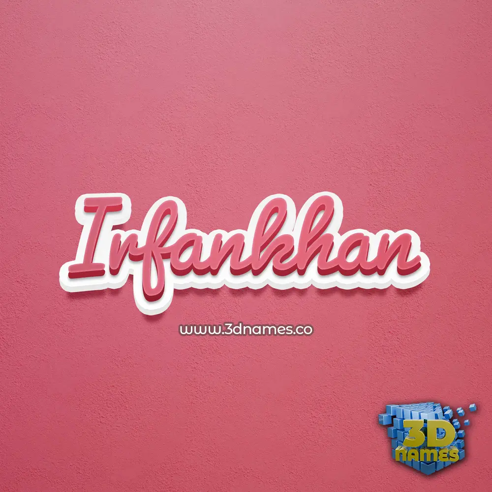 irfankhan in Red Scribble style - 3D name wallpaper