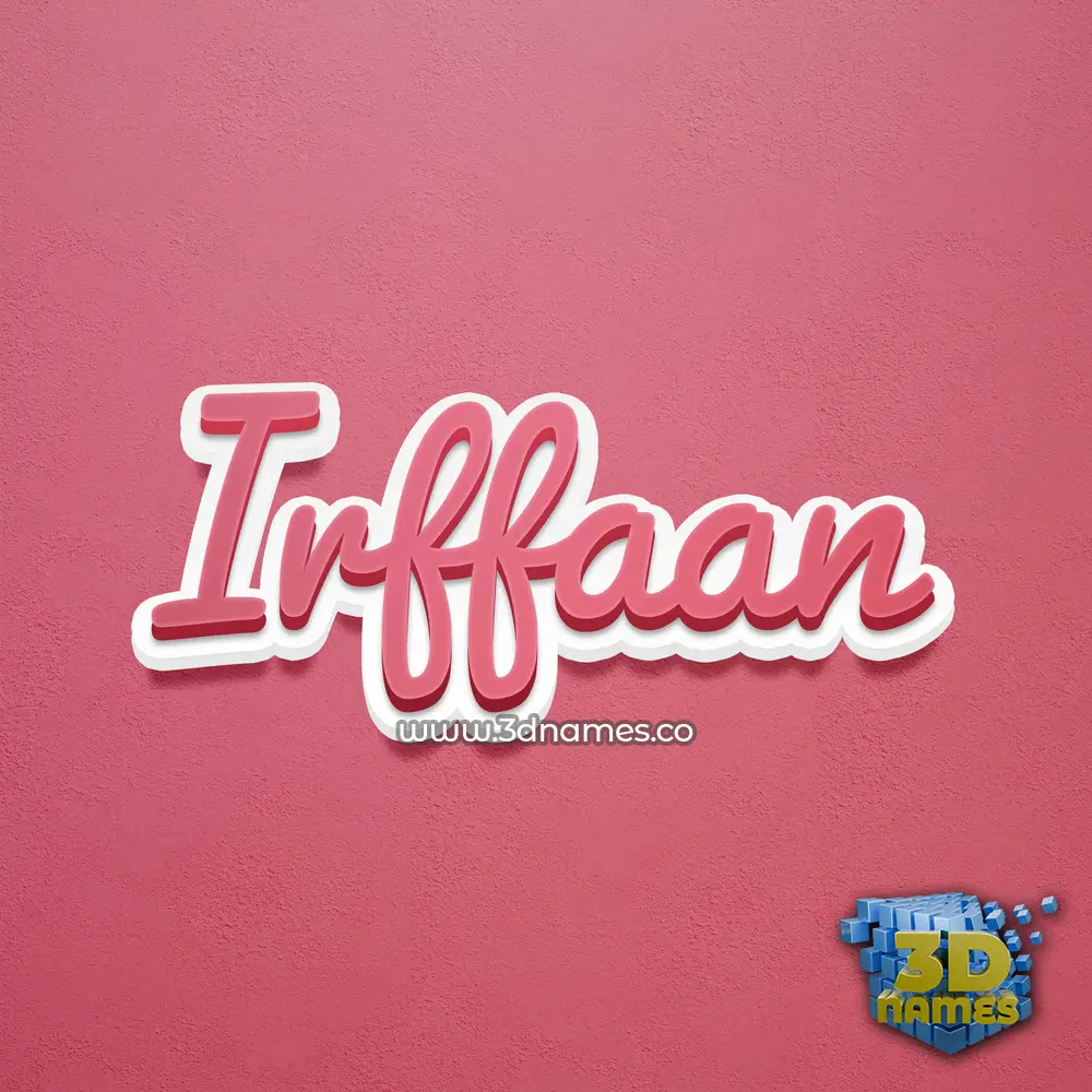 irffaan in Red Scribble style - 3D name wallpaper