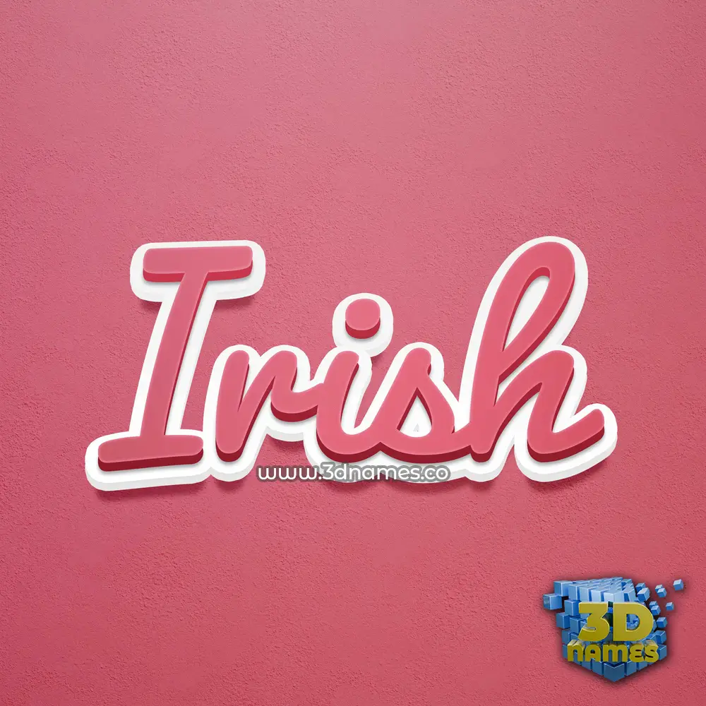 irish in Red Scribble style - 3D name wallpaper