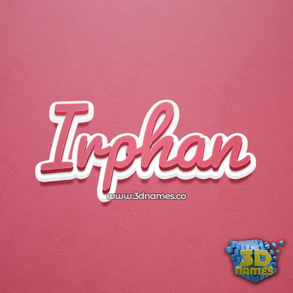 irphan in Red Scribble style - 3D name wallpaper