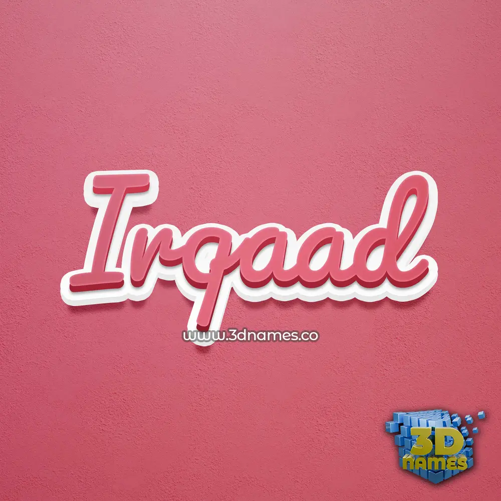 irqaad in Red Scribble style - 3D name wallpaper